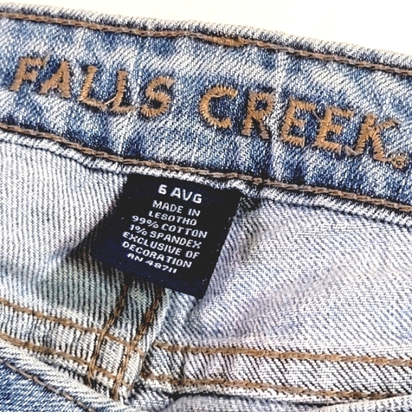 FALLS CREEK ♡ Super-Sweet Vintage Factory Faded Stretchy Blue Jeans 6 Avg - Picture 8 of 8